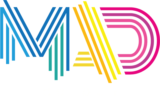 MAD Colour Logo Colour and White